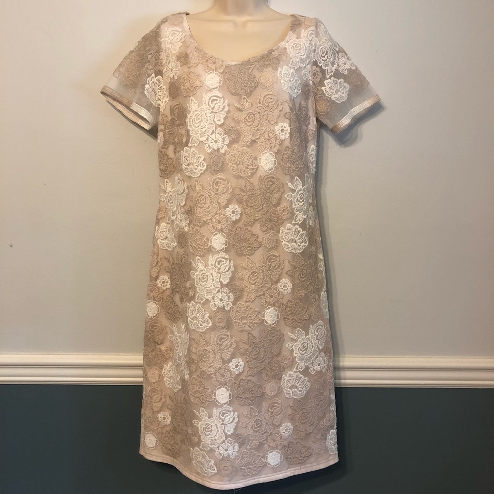 Gorgeous ivory and blush colored lace dress